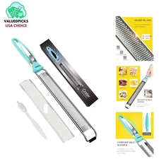 Elegant Lemon Zester Stainless Steel Grater Set with Cleaning Brush, Mint Color