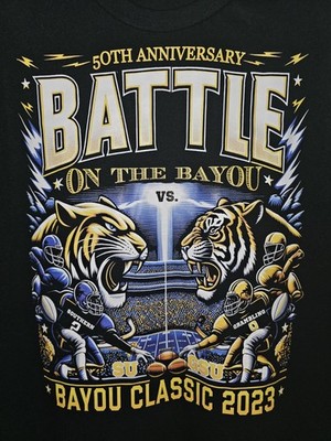 Bayou Classic 2023 Southern Vs Grambling Xl Mens Black Graphic Logo Tshirt NCAA