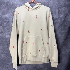 Jordan Essential Holiday Jumpman Hoodie Men's S Beige AOP Fleece Streetwear