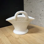 Vintage Westmoreland Milk Glass Double Handled Basket 5" wide 3.5" long  4" Tall