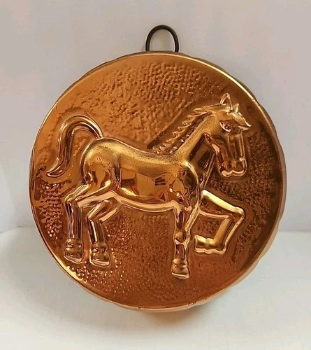 Vintage Copper Plated  Mold  Horse 8” Wall Hanging Kitchen Decor Jello Mold