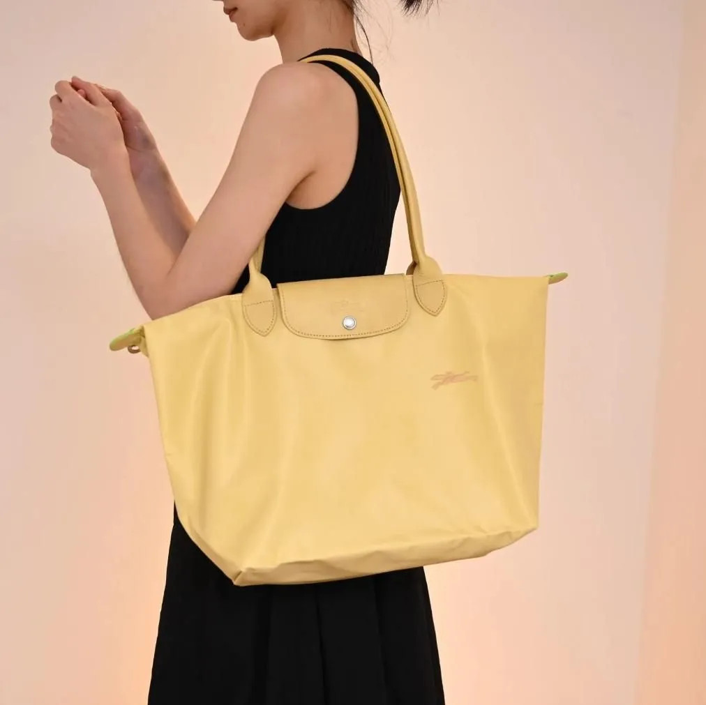LONGCHAMP Le Pliage Tote Bag Yellow Large Women Nylon with Leather