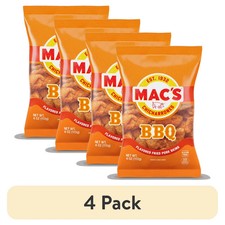 4 Pack Macs BBQ Fried Pork Skins 4 oz Bag Bar-B-Q Chicharrones Low Carb Keto Sna