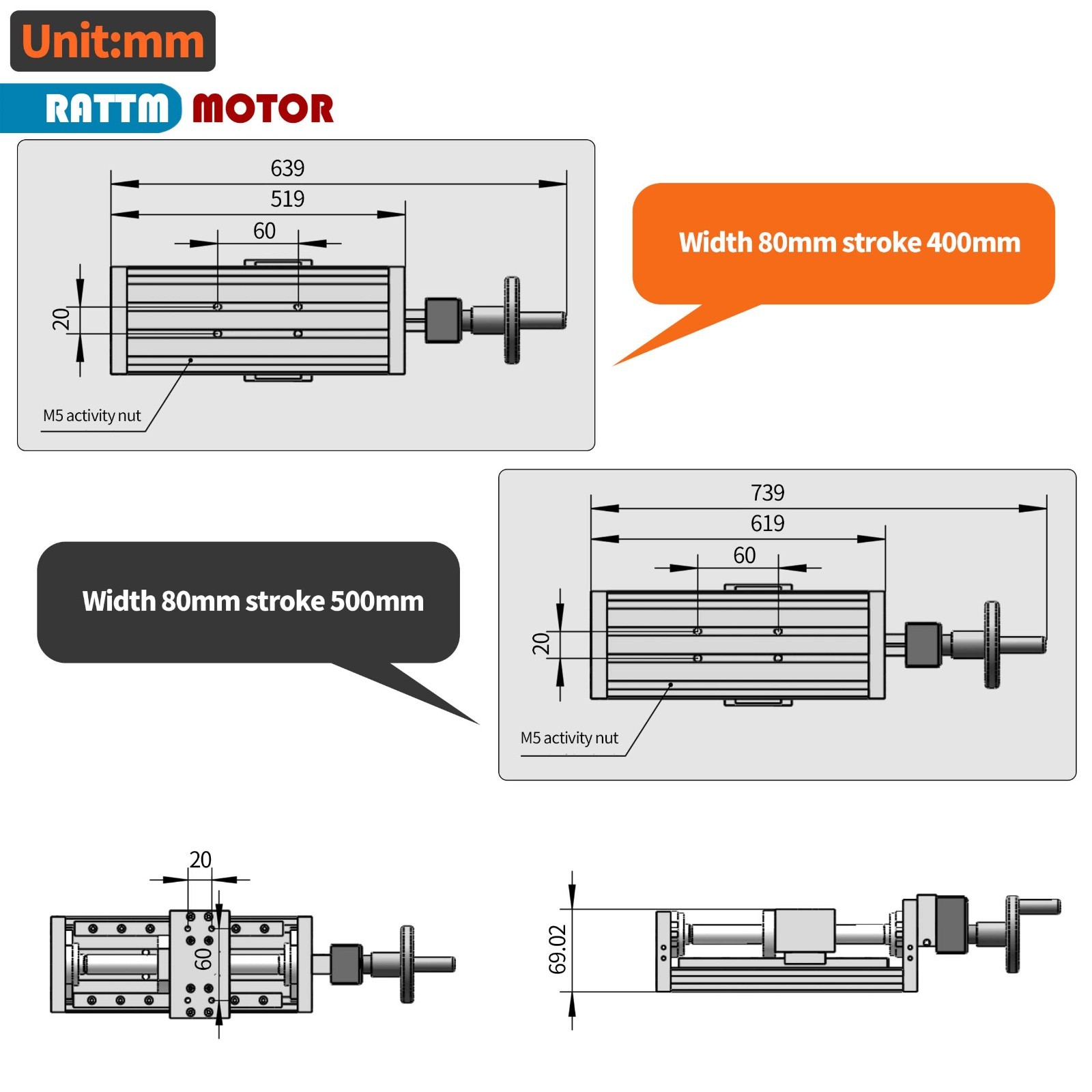 CN SHIP】Linear Actuator MBX80-300mm Munual Linear Slide Table+Digital Readout