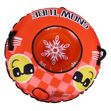 Orange PVC Inflatable Snow Tube 43.3 in with Handles  Tow Strap for Sledding