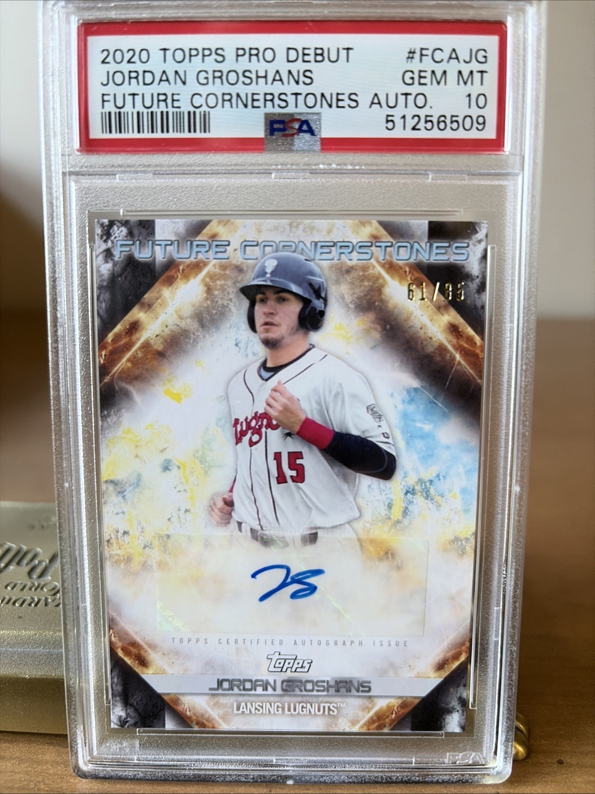 2020 Topps Pro Debut Future Cornerstones Auto /85 Jordan Groshans #FCA-JG PSA 10 view 3