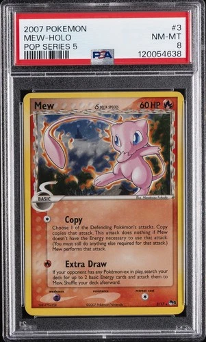 2007 POKEMON POP SER 5 #3 MEW-HOLO PSA 8