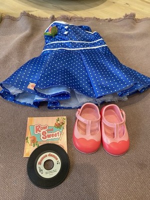 Our Generation Puppen Outfit blau gepunktet Kleid rosa Schuhe rosa & süß Vinyl