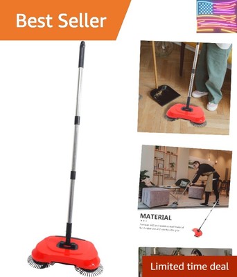 Elegant Hand Push Floor Sweeper with Adjustable Handle for All Hard Floors