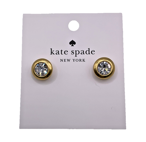 Kate Spade Earrings On The Dot Earring Studs Clear Gold NEW Sparkly Jewelry Gift - Picture 2 of 4