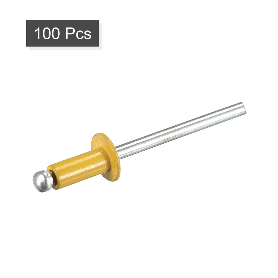 100Pcs, Blind Rivets 4mm x 8mm x 27mm Aluminum Open End Flat Head Rivet ...