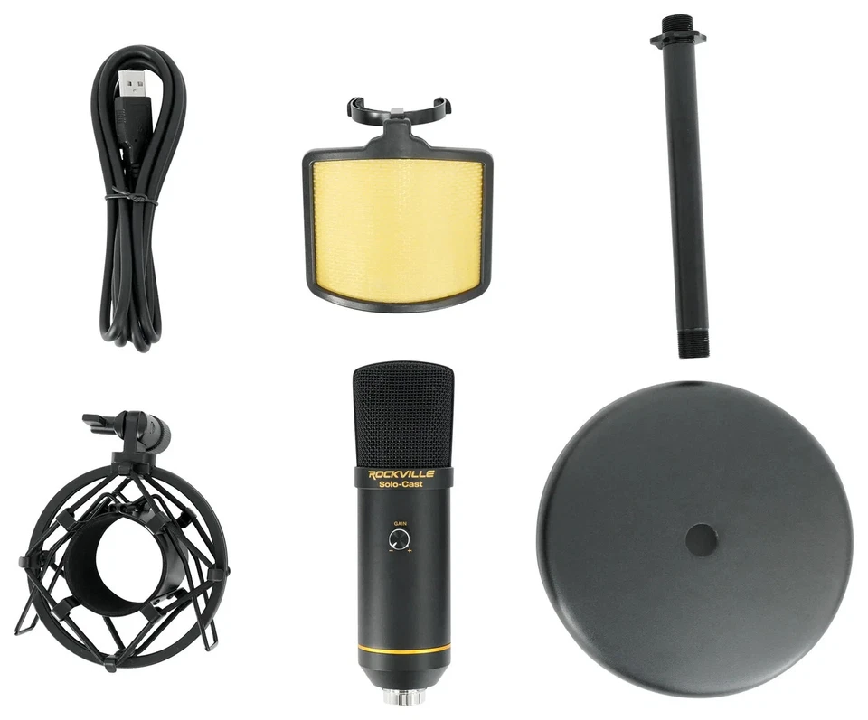 Rockville Solo-Cast USB Condenser Microphone, Black - Image 2 of 4