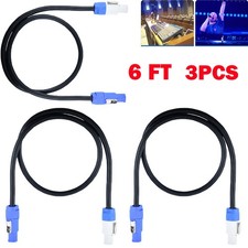 3Pcs 6ft 16AWG Stage Lighting Fixture For PowerCon Power-Through Blue Cable US