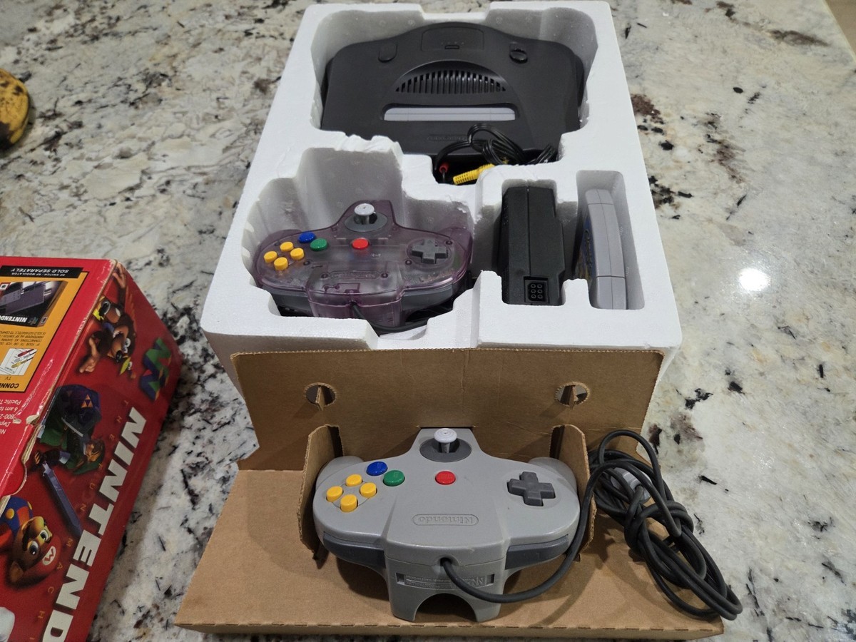 Nintendo 64 Atomic Purple Controller Console Bundle Complete In