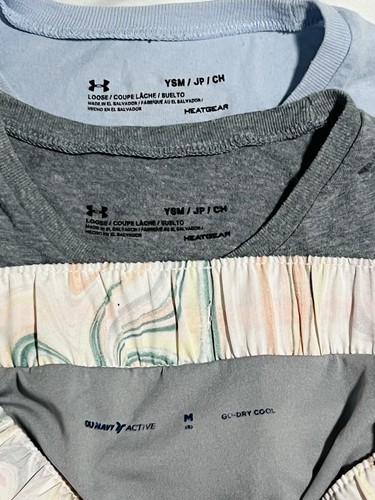 LOT OF 3 Under Armour Girls Size Youth Medium 1 Athletic Shorts 2 Shirts School - Picture 3 of 3
