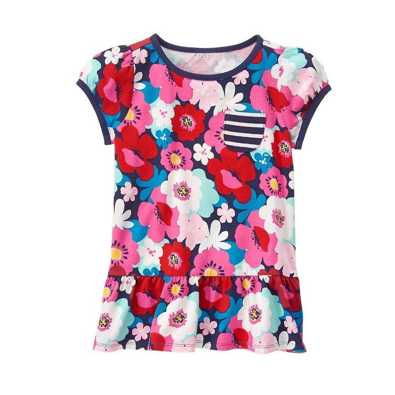 NWT Gymboree Bright Blooms Mix N Match Girl Short Sleeve Floral Peplum Shirt 5-6