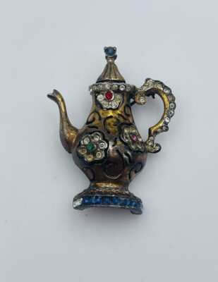 Coro Vintage Gold Plated 'Tea for Two' Tea Coffee Pot Pin
