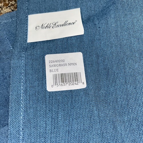 7 Noble Excellence 100% Cotton Blue Sawgrass Napkins Denim Look New 17" x 17" - Picture 8 of 9