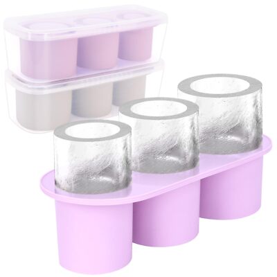 Silicone Cylindrical Ice Molds Easy Release Reusable Removable Lid Whiskey