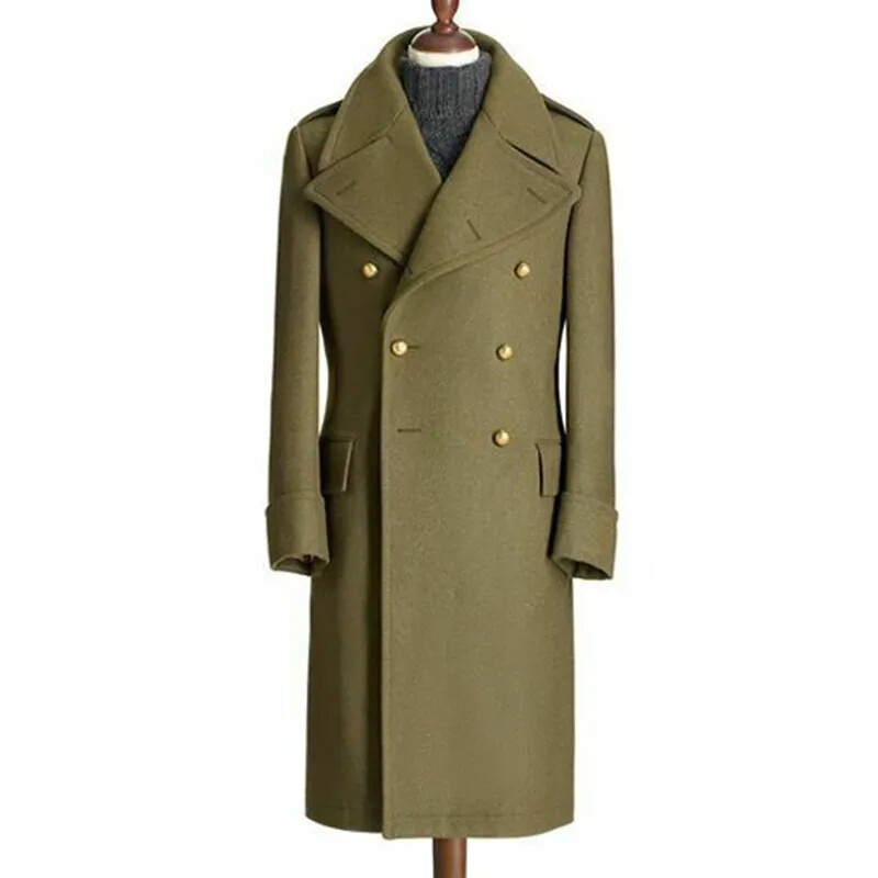 2023 new Men's jacket wool blend long jacket lapel double breasted trench coat