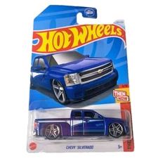 HOT WHEELS 2024 CHEVY SILVERADO BLUE 207/250 HTC67 THEN AND NOW CAMPBELL DESIGN