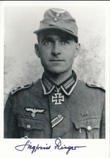 Siegfried Rieger Signed Photo. Kc Winner. Feuerwerker Kommando