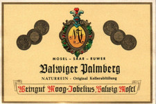 Valwiger Palmberg Mosel Saar Ruwer 1950s 1960s German Wine Label  5x4