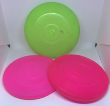 Vintage 3 LOT 1966 Wham-O Regular Frisbee Flying Disc NEON GREEN PINK