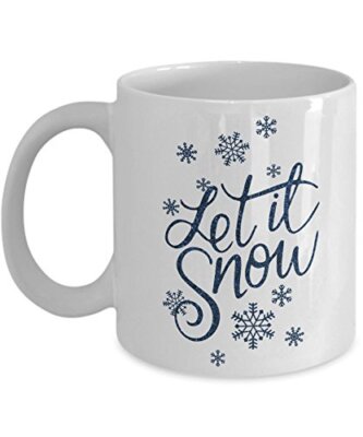 Snowflakes Coffee Mug : Let It Snow - White 11oz Ceramic Winter Coffee Mug ; Cu