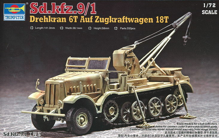 Trumpeter 07251 - 1:72 Crane 6t on Towing Vehicle 18t (Sd.Kfz. 9/1) - New