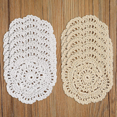 12Pcs/Lot Vintage Hand Crochet Lace Doilies Round Cup Mats Pad Small Coasters 4''