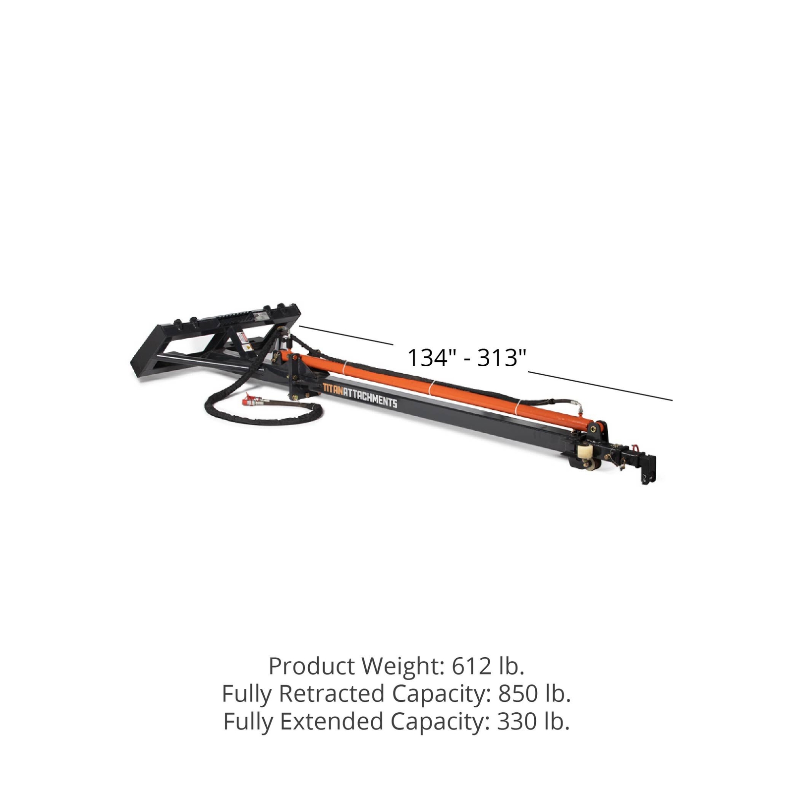 Titan Attachments 26ft Telescoping Hydraulic Truss Boom Jib Crane, Skid