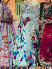 Indian Lehnga & Choli Dress Mehndi Wear Mirror Work Premium Quality modest back