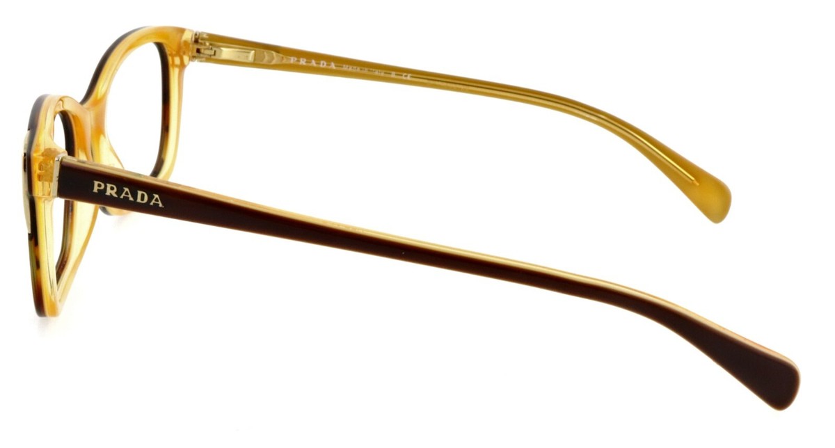 New PRADA VPR23O FAL-1O1 52mm Brown Havana Yellow Eyeglasses 