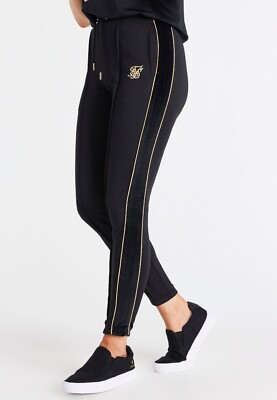 SikSilk Womens Black Retro Classic Track Pants UK6 XXS UK