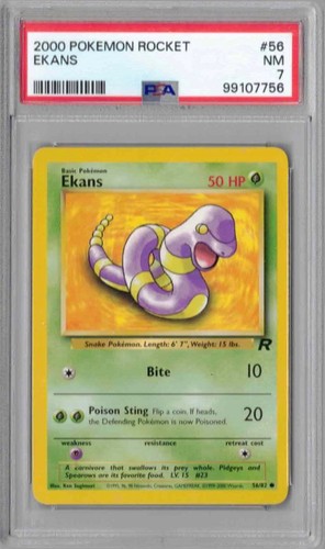 2000 Pokemon Rocket, #56, Ekans, PSA 7, NM