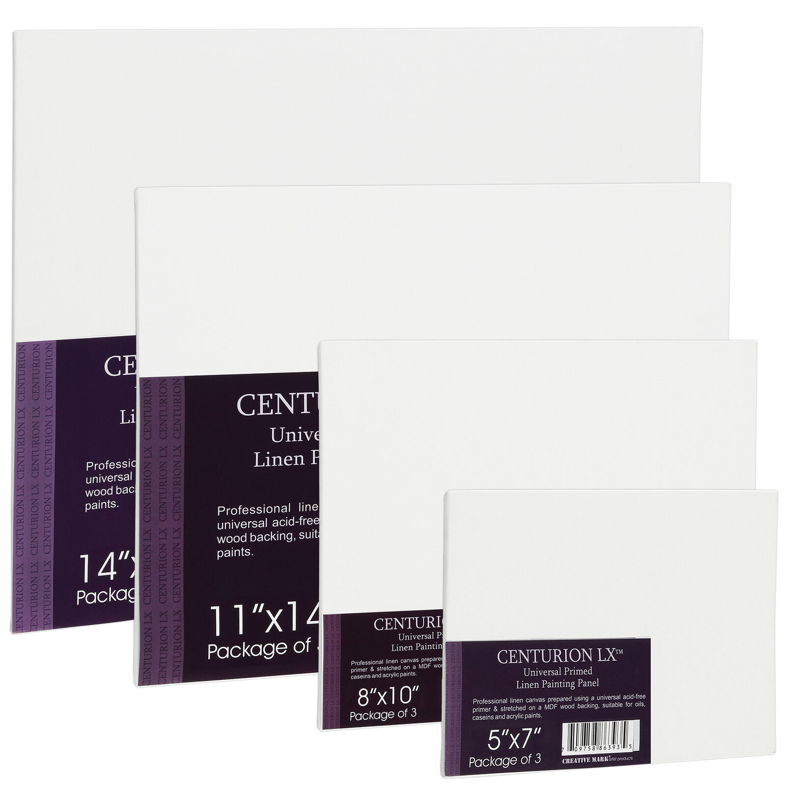 Centurion All-media Primed Linen Panels 3-pack 11x14 for sale online