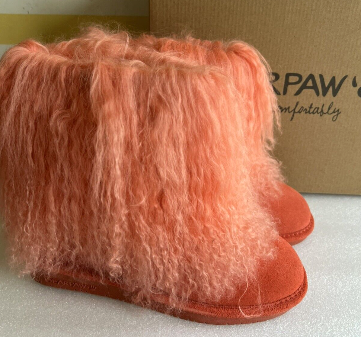 New Bearpaw Boo Boots Genuine Leather Suede Long Fur Sheepskin