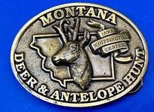Montana Deer  Antelope Hunt Commemorative Nra Whittington Center Belt Buckle