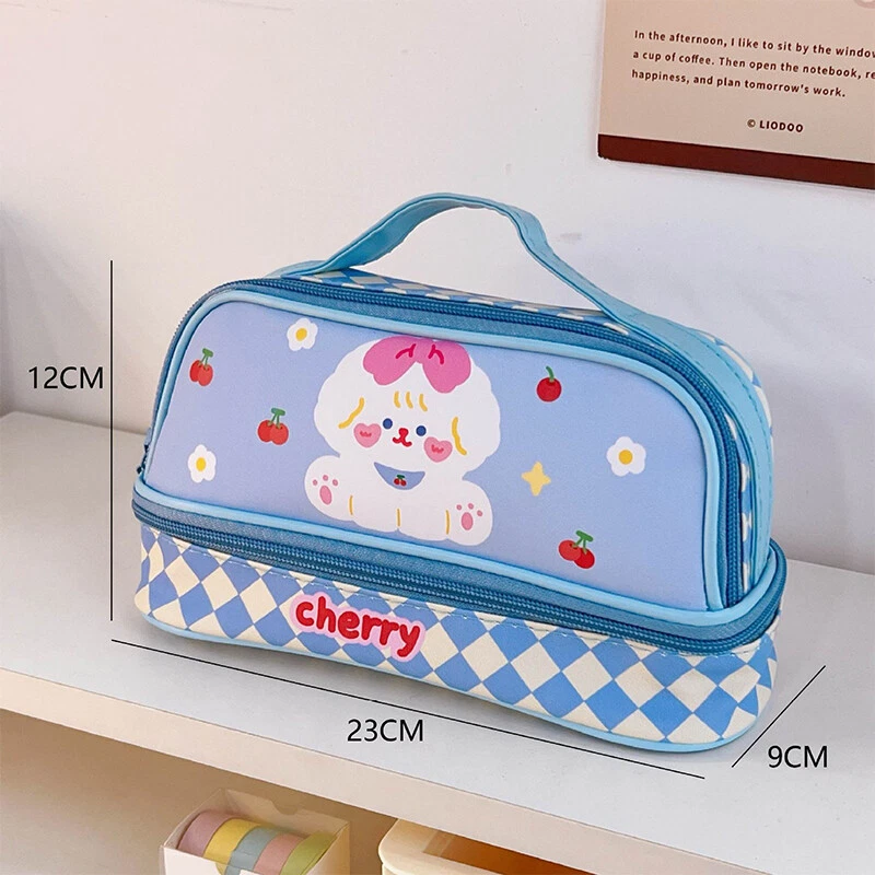 Estuche para lápices de gran capacidad bolsas para bolígrafos niñas bolsa de maquillaje de dibujos animados estuche de almacenamiento. Foto 2 de 4