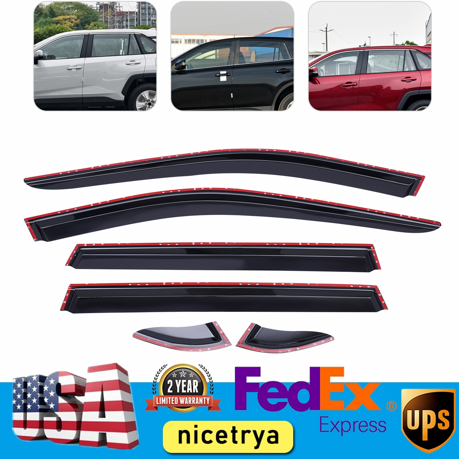 For Toyota RAV4 2019 - 2022 Window Wind Deflector Door Visor Rain Guard
