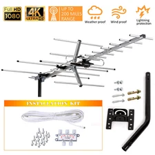 200 Miles 1080P Outdoor Amplified HDTV Digital TV Antenna HD VHF/UHF with J Pole