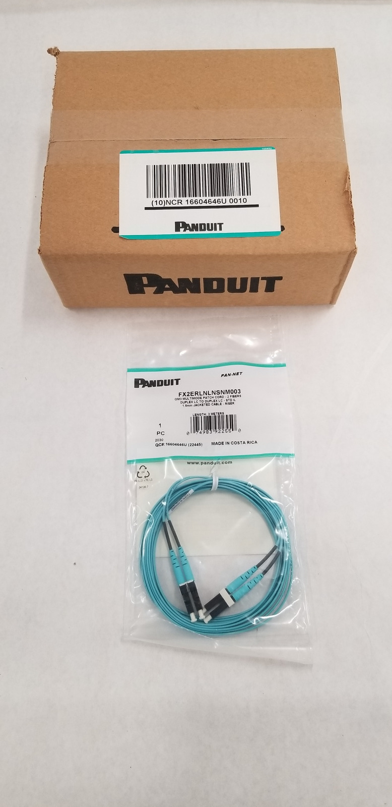 NEW Lot of 10 Panduit Corp 3M OM3 Multimode Fiber Patch Cord 2 FX2ERLNLNSNM003