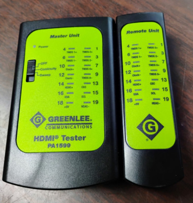 GREENLEE PA1599 HDMI CABLE TESTER CONTINUITY & SWEEP TEST NEW IN BOX