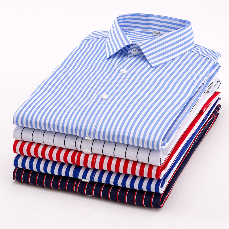 summer casual dress shirts New Mens Striped Formal Short Sleeve Business Shirts Cuban collar Tiger Mist Nyomi Lace chocolate-black-bridesmaids Color:Neon Coral casual summer tops