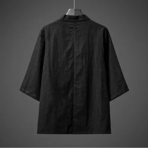 Men Cotton Linen Kimono Open Front Cardigan Jacket Loose Yukata Top Casual - Picture 5 of 14