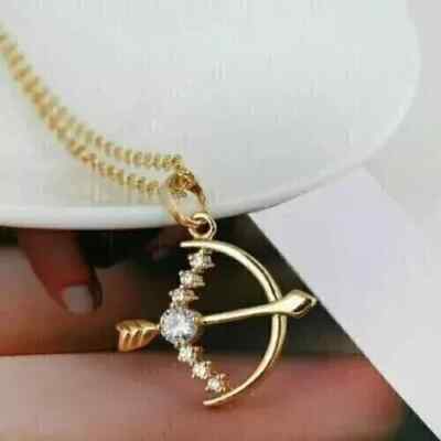 0.60Ct Round Cut Lab-Created Diamond Bow Arrow Pendant In 14k Yellow Gold Plated