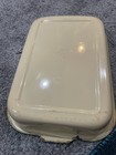 VINTAGE LOT of 3 Pc Enamelware Black & White Covered Bin & Yellow Green Pan — photo 5