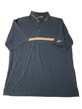 REEBOK GOLF HORIZONTAL Stripe Mens Polo Sport Shirt Size Medium Blue