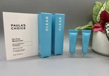 2x PAULAS CHOICE - CLEAR- Oil Free Moisturizer 3 ml/0.1 Oz Ea Mini Travel Sz NIB